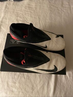 Nike Football PHANTOMVSN Cleats in White, Black and Red Accent